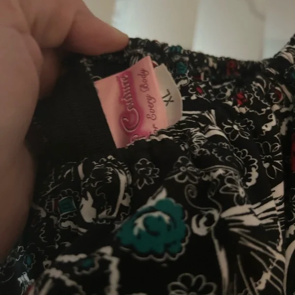 Spanish Fans print black blue and red PUG peasant top dress XL - Picture 6 of 6